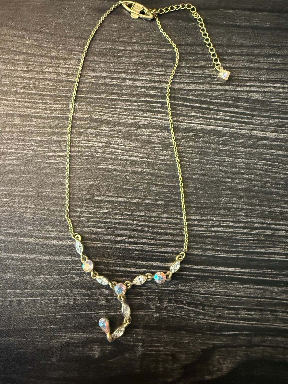 GIVENCHY Gold-Tone Y-Drop Crystal Necklace - Vintage